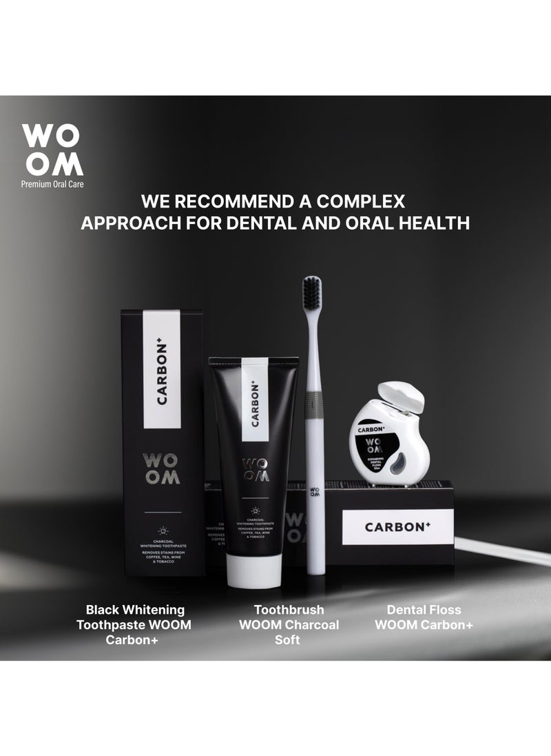 Toothbrush WOOM with Black Charcoal Bristles for Sensitive Teeth and Gums