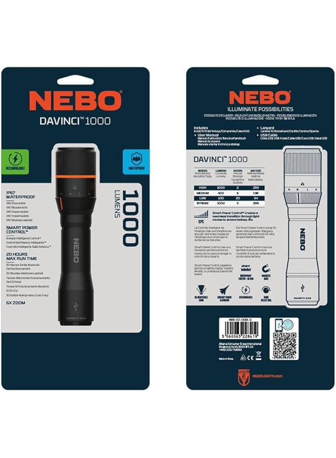 NEBO DAVINCI 1000 Rechargeable 1 000 Lumen Handheld Flashlight With Magnetic Base - Image 5