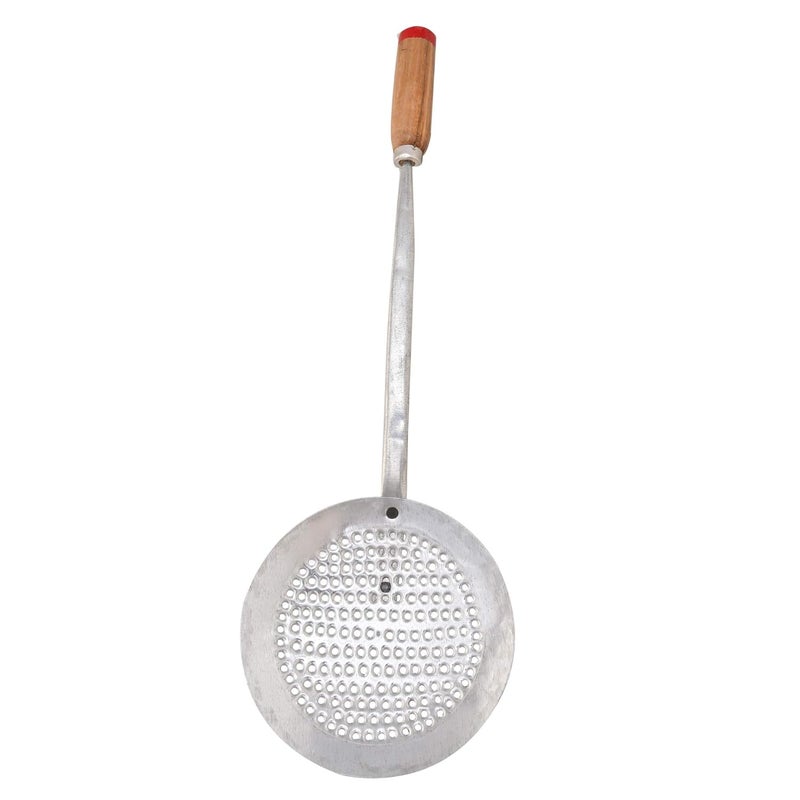 RBY RBY RustFree Iron BoondiPooriFrying Jhara with Wooden Handle Grip Laddo Poori Making Food Strainer 50 X 18 cm  - Image 2
