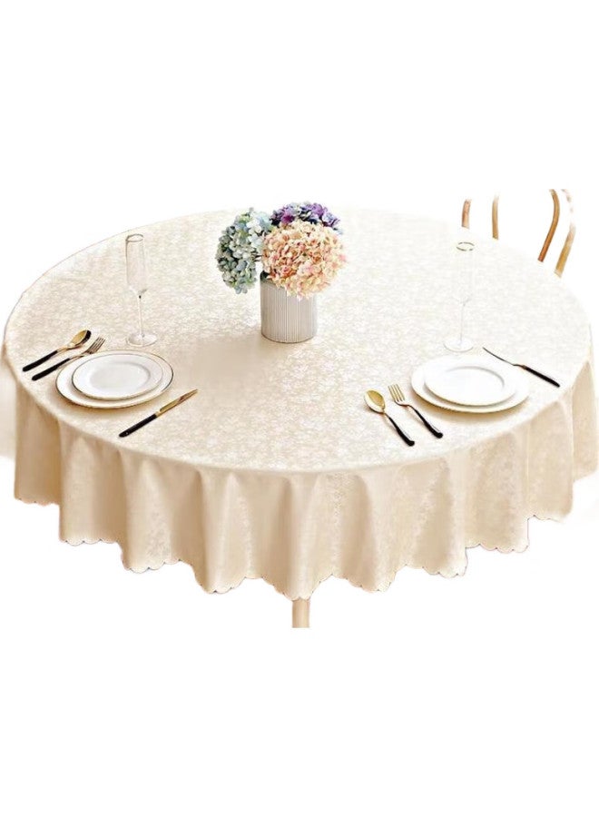 Moon Time Mengting Round Tablecloth, European Style, Waterproof, Oil-Proof, Scald-Proof, Washable, Round Dining Table Cover, Table Mat, Champagne Color - Image 2