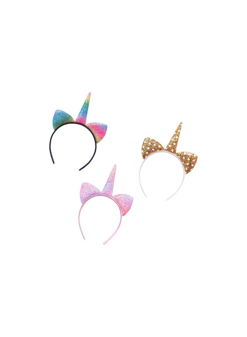 GGOOT 3pcs Unicorn Headbands Unicorn Horn Headbands Glitter Cat Ears Headbands Unicorn Party Favors Gifts - Image 5