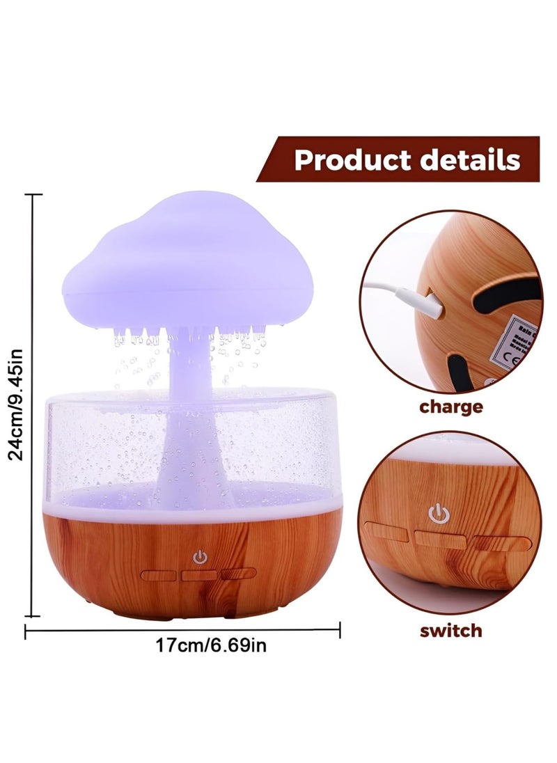 BORTONY - Raining Cloud Humidifier Aromatherapy Essential Oil Diffuser Cute Diffuser Mushroom Humidifier Waterfall Lamp Desk Fountain Bedside Sleeping Relaxing Mood - Image 1