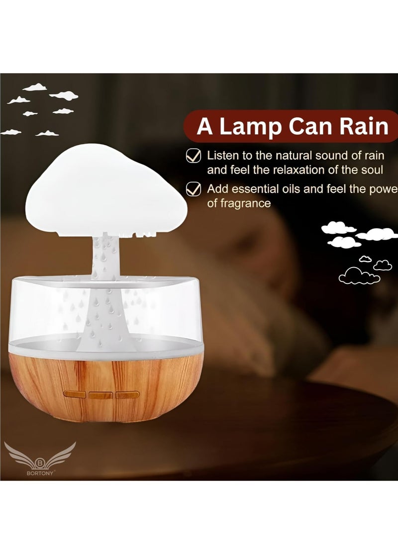 BORTONY - Raining Cloud Humidifier Aromatherapy Essential Oil Diffuser Cute Diffuser Mushroom Humidifier Waterfall Lamp Desk Fountain Bedside Sleeping Relaxing Mood - Image 1