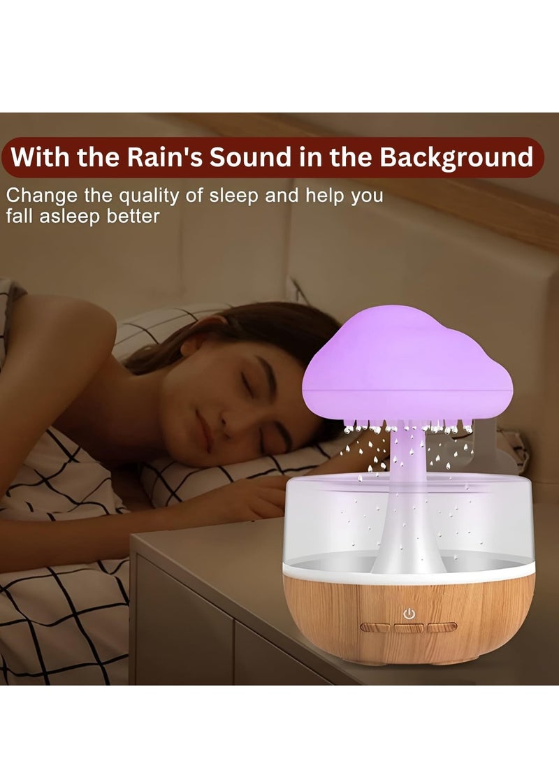 BORTONY - Raining Cloud Humidifier Aromatherapy Essential Oil Diffuser Cute Diffuser Mushroom Humidifier Waterfall Lamp Desk Fountain Bedside Sleeping Relaxing Mood - Image 1