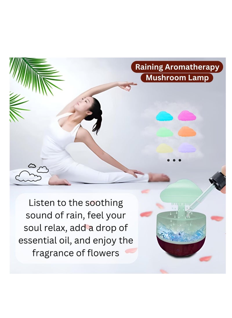 BORTONY Raining Cloud Humidifier Aromatherapy Essential Oil Diffuser Cute Diffuser Mushroom Humidifier Waterfall Lamp Desk Fountain Bedside Sleeping Relaxing Mood  - Image 5
