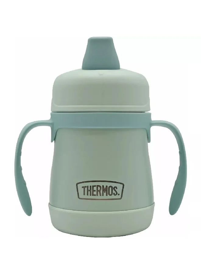 THERMOS Baby Vacuum Insulated Stainless Steel Sippy Cup with Handles Blue and White 7oz BS5000MN3