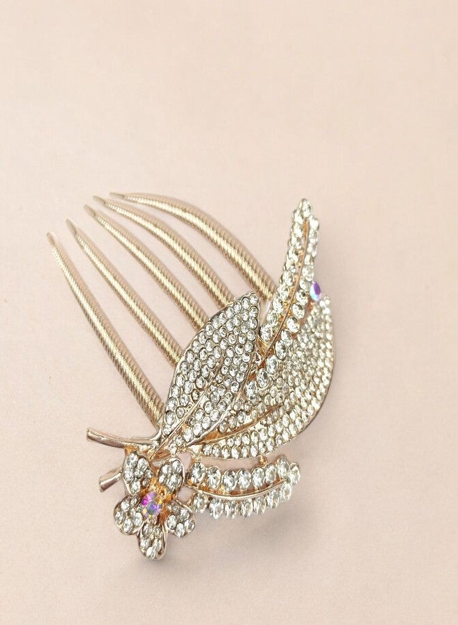 التعارف مشط شعر أنيق مرصع بأحجار الراين على شكل زهرة - مشط جانبي مزين بزهور لامعة بتصميم عتيق - أداة تصفيف شعر أنيقة للنساء والفتيات وحفلات الزفاف (أبيض) - Image 4