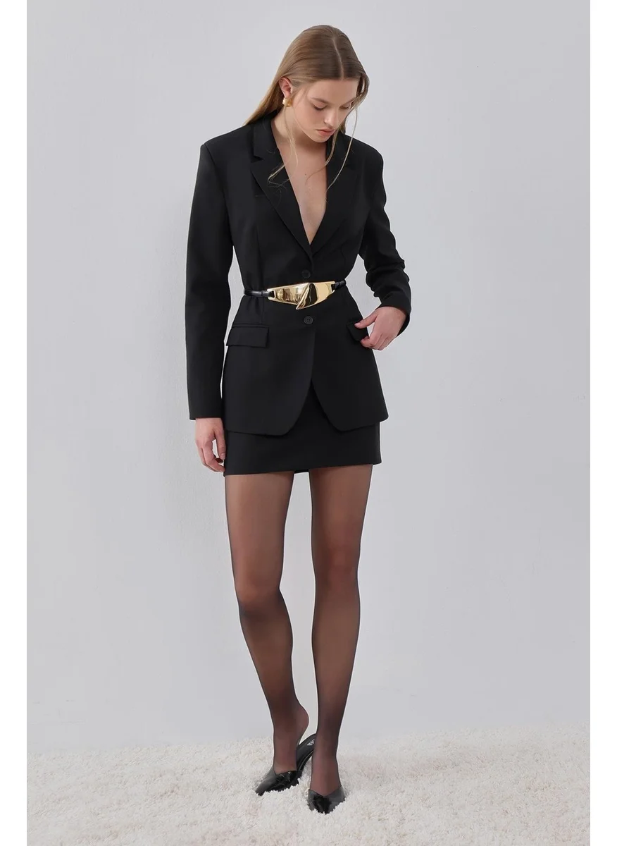 Pieces Of Melon Black Lined Mini Skirt
