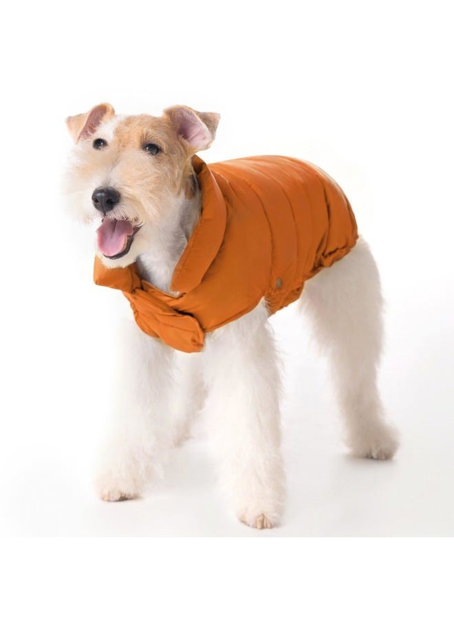 SPACE LION Dog Puffer Coat, Down Winter Jacket, SGS Warm Certified, Durable Outdoor Coat for Cold and Windy Conditions, Adjustable Fit for Small & Medium Dogs(Orange,12/S) - Image 1