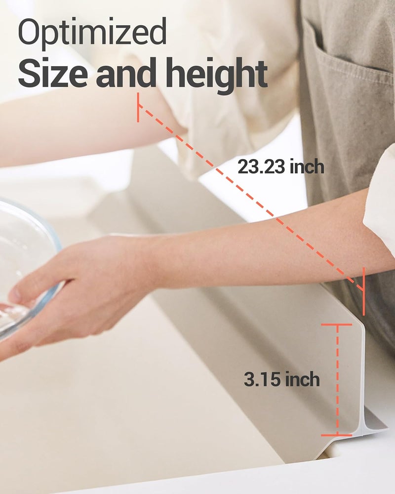 DEARCUS Store 23 inches 100% Premium Silicone Kitchen Sink Splash Guard - Non Slip Strong Suction, Durable, and Easy-to-Clean Splash Protector for Mess-Free Cooking and Dishwashing (Deep Gray) - Image 4