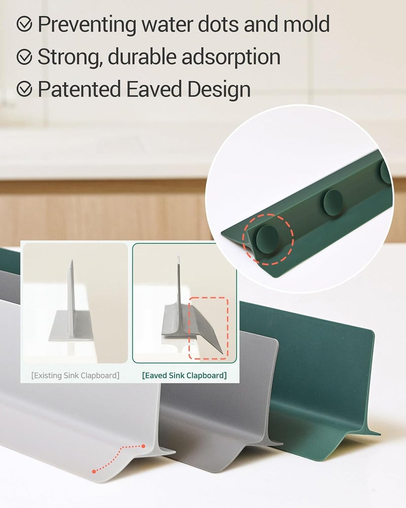 DEARCUS Store 23 inches 100% Premium Silicone Kitchen Sink Splash Guard - Non Slip Strong Suction, Durable, and Easy-to-Clean Splash Protector for Mess-Free Cooking and Dishwashing (Deep Gray) - Image 3