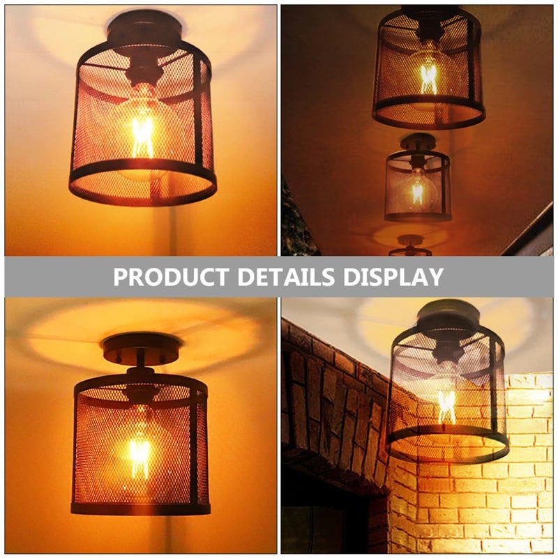Valiclud Industrial Mesh Cage Flush Mount Light Large Iron Ceiling Lamp - Image 4