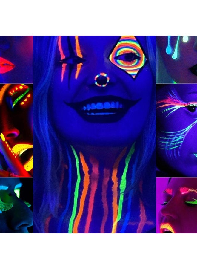 يونج فيجن مجموعة لوحة تأثيرات المياه، لوحة طلاء الوجه والجسم – نيون فلوريسنت، يتوهج تحت الأشعة فوق البنفسجية وضوء الليزر الأسود، مكياج FX لرسم الوجه، توهج تحت ضوء أسود، كحل، وفن الجسم، #02 ... - Image 3