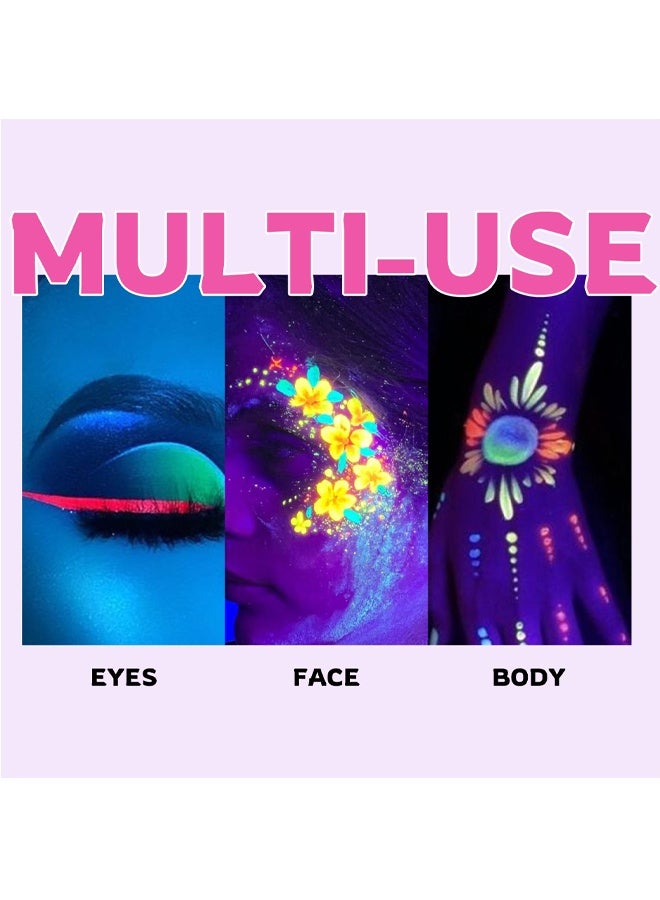 يونج فيجن مجموعة لوحة تأثيرات المياه، لوحة طلاء الوجه والجسم – نيون فلوريسنت، يتوهج تحت الأشعة فوق البنفسجية وضوء الليزر الأسود، مكياج FX لرسم الوجه، توهج تحت ضوء أسود، كحل، وفن الجسم، #02 ... - Image 4