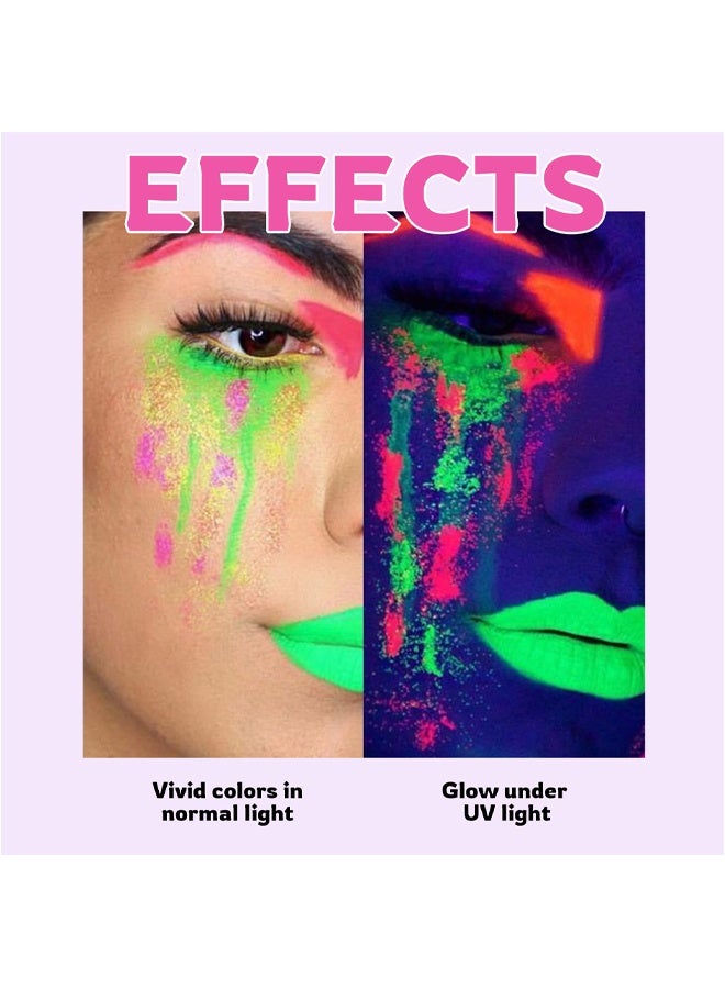 يونج فيجن مجموعة لوحة تأثيرات المياه، لوحة طلاء الوجه والجسم – نيون فلوريسنت، يتوهج تحت الأشعة فوق البنفسجية وضوء الليزر الأسود، مكياج FX لرسم الوجه، توهج تحت ضوء أسود، كحل، وفن الجسم، #02 ... - Image 5