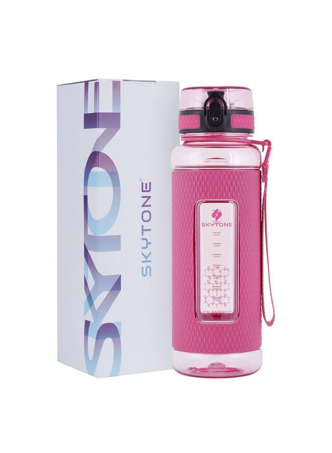 SKYTONE® Sports Water Bottle, 1L (32oz) Leak Proof & BPA Free Tritan Plastic Reusable Water Bottles, Ideal Gift for Travel Gym fitness Running School With Silicon Grip (Red) - Image 1