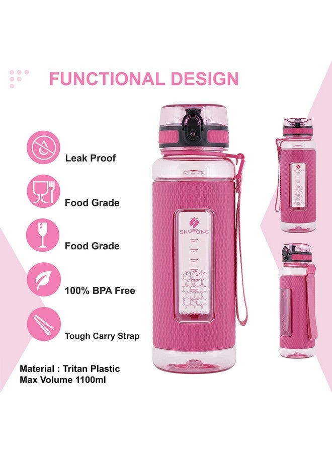 SKYTONE® Sports Water Bottle, 1L (32oz) Leak Proof & BPA Free Tritan Plastic Reusable Water Bottles, Ideal Gift for Travel Gym fitness Running School With Silicon Grip (Red) - Image 3