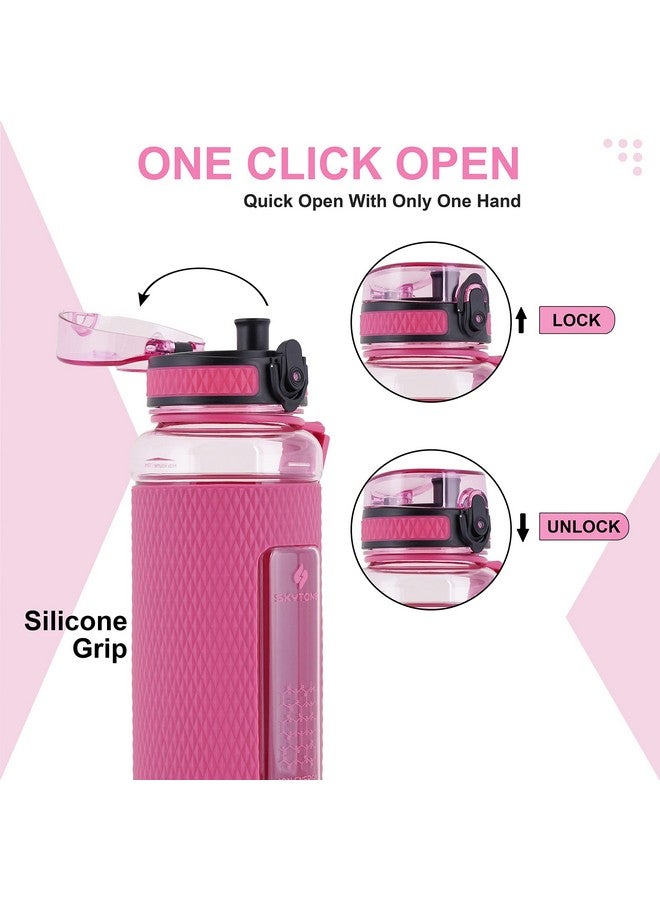 SKYTONE® Sports Water Bottle, 1L (32oz) Leak Proof & BPA Free Tritan Plastic Reusable Water Bottles, Ideal Gift for Travel Gym fitness Running School With Silicon Grip (Red) - Image 4