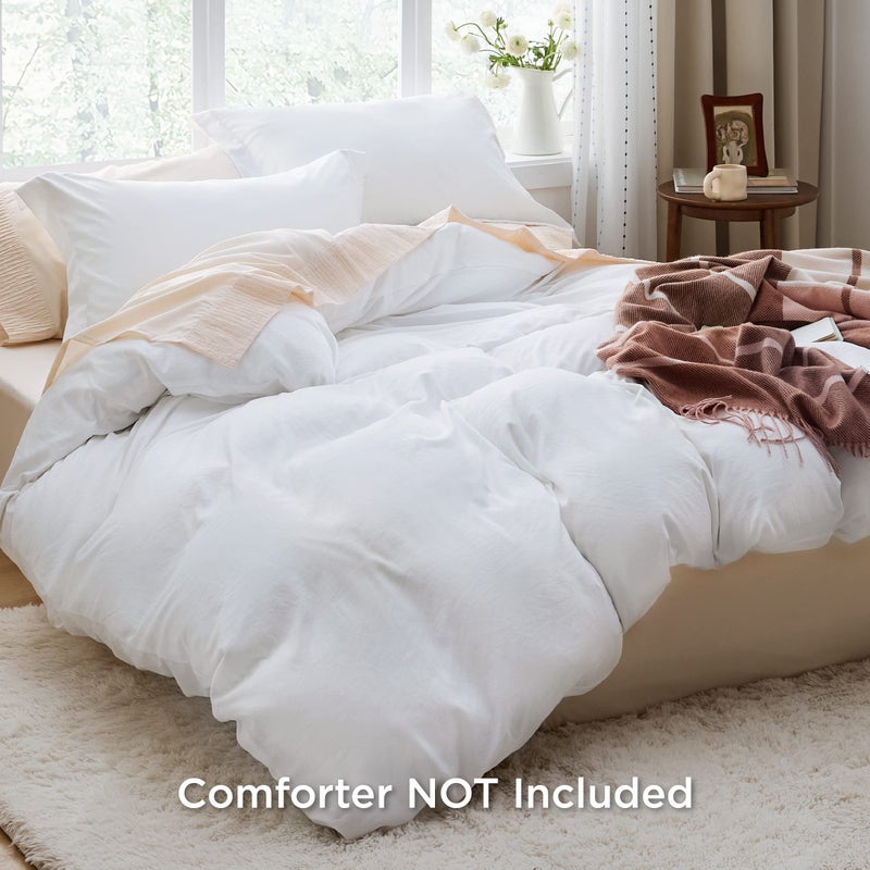 Bedsure White Duvet Cover Full Size - 3 Pieces Prewashed Extra Soft Cotton-Like Bedding Set, Includes 1 Duvet Cover 80x90 Inches with Zipper Closure & 2 Pillow Shams, Comforter Not Included - Image 2