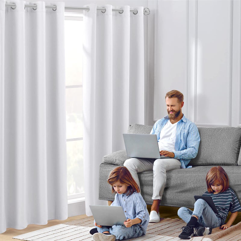 HOMEIDEAS Greyish White Blackout Curtains for Bedroom 52 X 84 Inch Long 2 Panels Set Room Darkening Curtains/Drapes, Soundproof Thermal Grommet Window Curtains for Living Room - Image 2