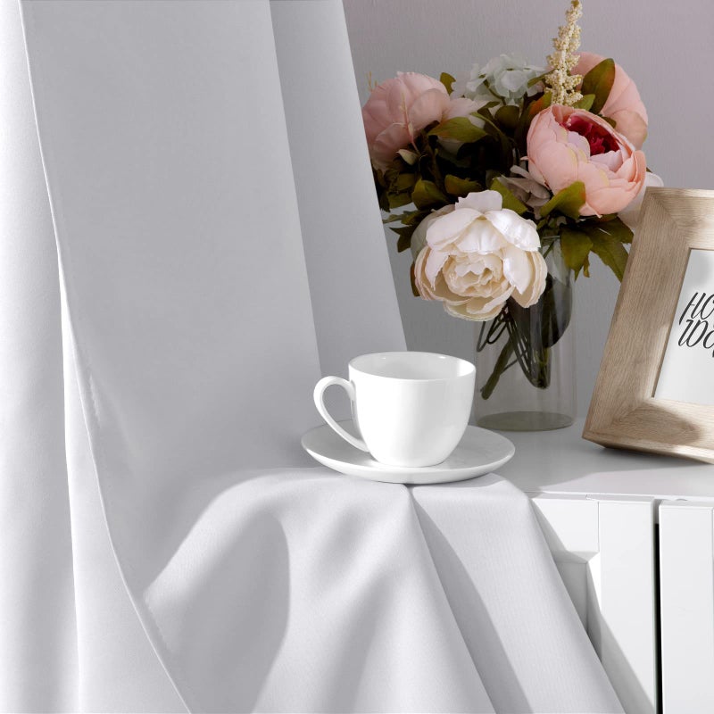 HOMEIDEAS Greyish White Blackout Curtains for Bedroom 52 X 84 Inch Long 2 Panels Set Room Darkening Curtains/Drapes, Soundproof Thermal Grommet Window Curtains for Living Room - Image 5