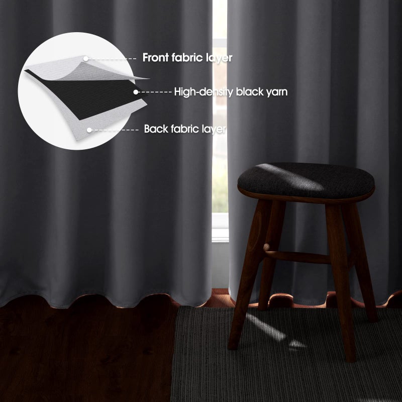 HOMEIDEAS Greyish White Blackout Curtains for Bedroom 52 X 84 Inch Long 2 Panels Set Room Darkening Curtains/Drapes, Soundproof Thermal Grommet Window Curtains for Living Room - Image 3
