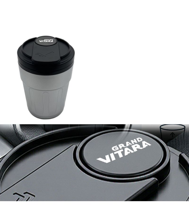 For Grand Vitara New Model Car Ashtray Silver Metal Inner Lining ABS Outer Shell Creative Coffee Cup Shape Cup Designed To Hold Trash - Image 2