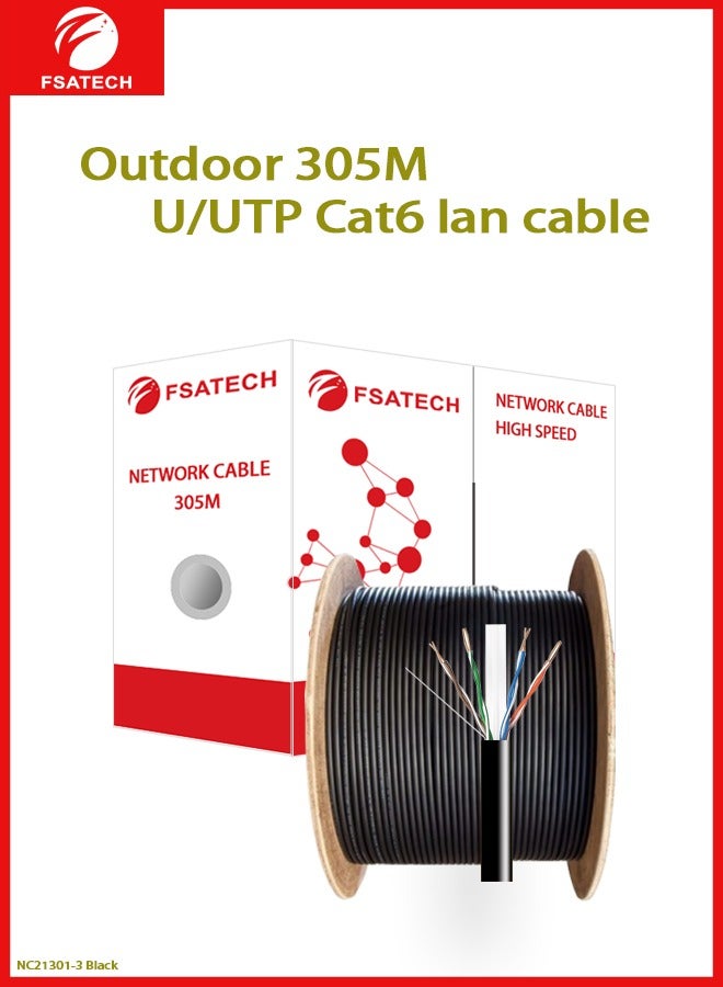 FSATECH NC21301-3 UTP Cat6 23AWG كابل نحاسي كامل مقاوم للماء ومقاوم للأشعة فوق البنفسجية عالي الجودة لمركز بيانات الاتصالات والكاميرات - Image 1