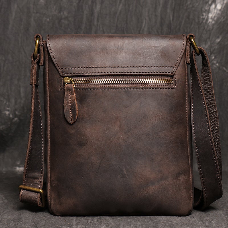 Dropshipping New Retro Crazy Horse Cowhide Shoulder Bag Simple Crossbody Bag Genuine Leather Men'S Bag Large Capacity Ipad Bag - Image 3