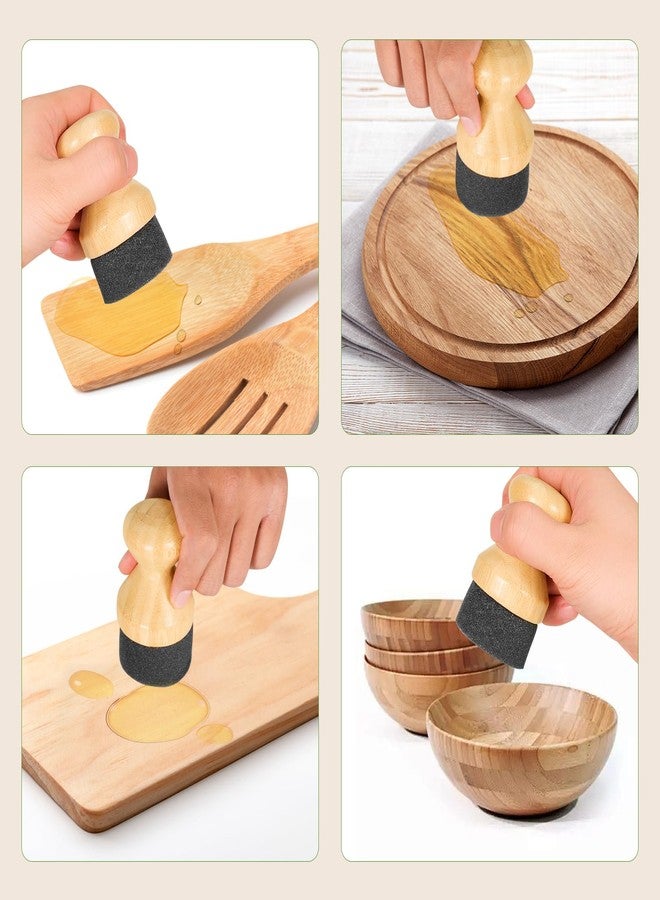SAMEBUTECO Cutting Board Oil Wax Applicator for Food Grade Mineral Oil Board Natural Bamboo Applicator 2 Packs & 1 x Bamboo Holder Set for Wooden Cutting Boards，Spatula，Spoons and Kitchen Utensils - Image 5