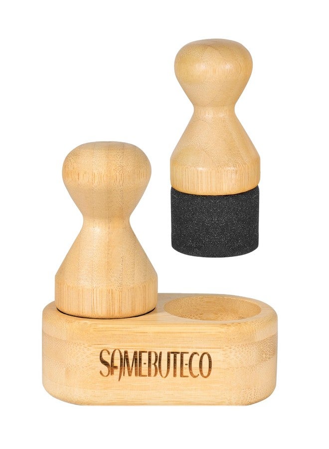 SAMEBUTECO Cutting Board Oil Wax Applicator for Food Grade Mineral Oil Board Natural Bamboo Applicator 2 Packs & 1 x Bamboo Holder Set for Wooden Cutting Boards，Spatula，Spoons and Kitchen Utensils - Image 1