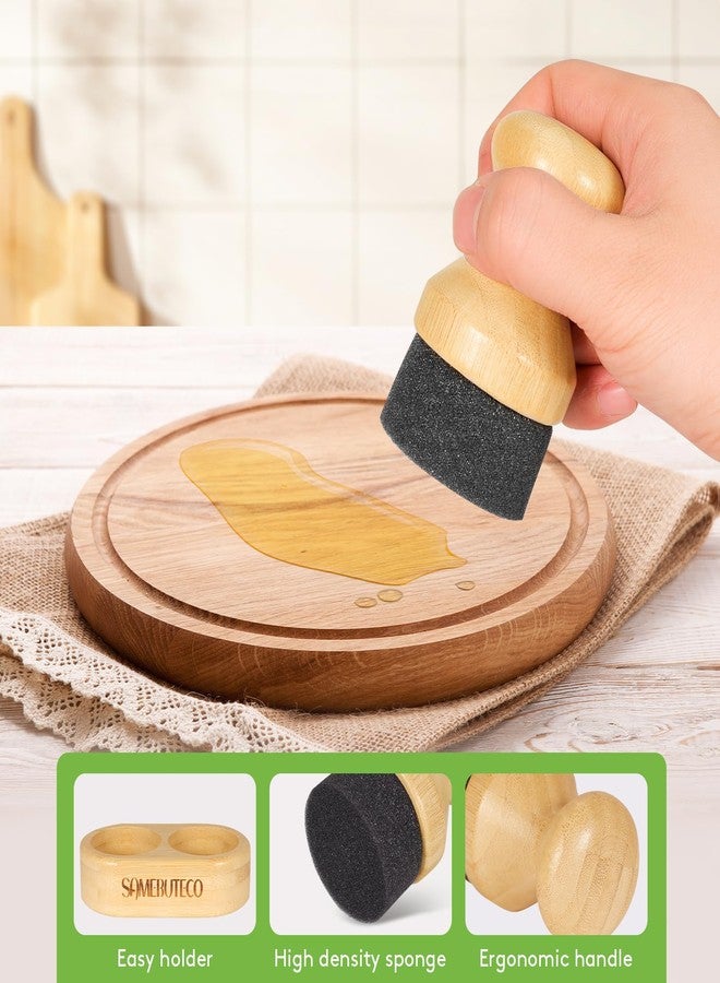 SAMEBUTECO Cutting Board Oil Wax Applicator for Food Grade Mineral Oil Board Natural Bamboo Applicator 2 Packs & 1 x Bamboo Holder Set for Wooden Cutting Boards，Spatula，Spoons and Kitchen Utensils - Image 3