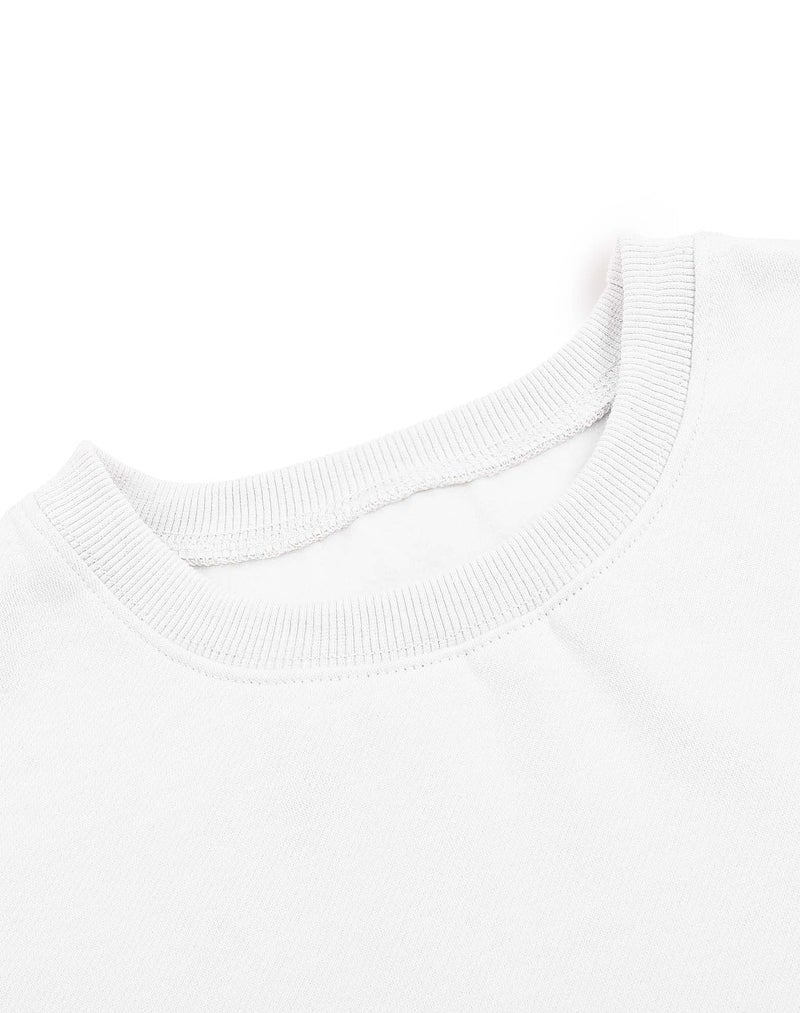 Joywayco Women's Long Sleeve Round Neck Cropped Sweatshirts Comfy Fleece Casual Pullover Tops (White,Medium,Female,Adult,US,Alpha,Medium,Regular,Regular) - Image 4