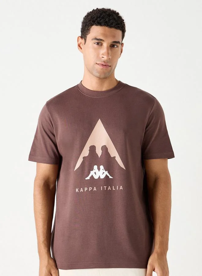 Kappa Logo Print Crew Neck T-shirt with Short Sleeves