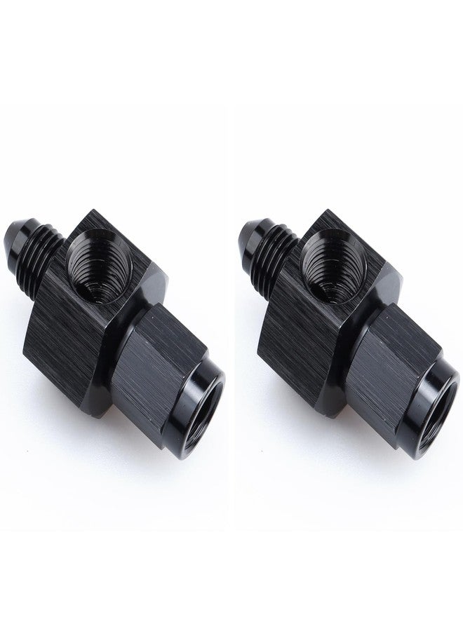 AC PERFORMANCE Aluminum -3 AN Male to Female -3 AN with 1/8" NPT Gauge/Gage Port Pressure Take Off Hose Tube Adapter Fitting, Black Pack of 2 - Image 1