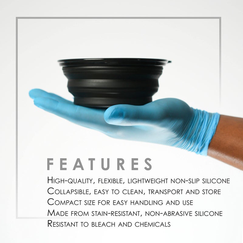 L3 - Level 3 Collapsible Tint Bowl - Use for Mixing, Dying, and All Coloring Needs - Resistant to Bleach and Chemicals - Compact Size for Easy Use (Black) - Image 2