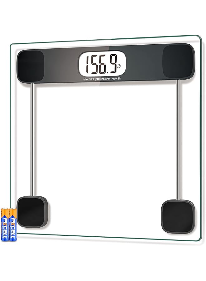promass Digital Bathroom Scale for Body Weight, Accurate Weighing Scale High Precision Bath Scale for People with Step-On Technology, LCD Display, 400lbs, Batteries and Tape Measure Included - Image 1