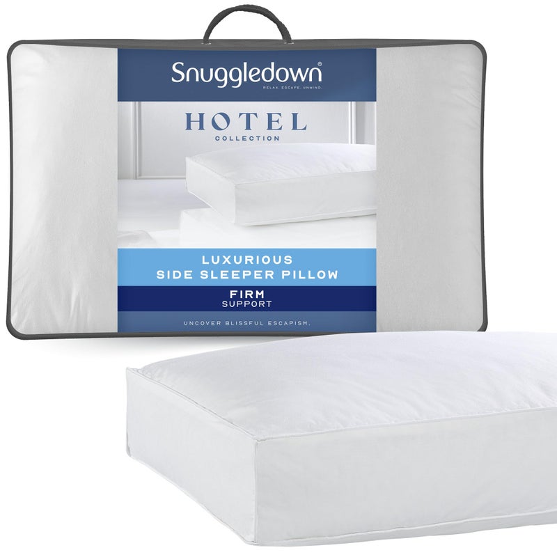Snuggledown Hotel Side Sleeper Pillow  Firm Box Wall Support for Back  Side Sleepers  Breathable  NonAllergenic 100 Cotton Cover UKMade  Washable 38 x 64cm