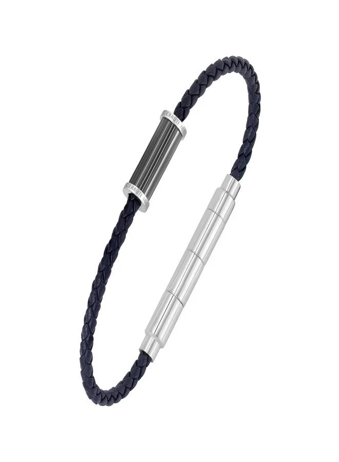 شيروتي 1881 Marcello Black Braided Leather Bracelet for Men 180mm
