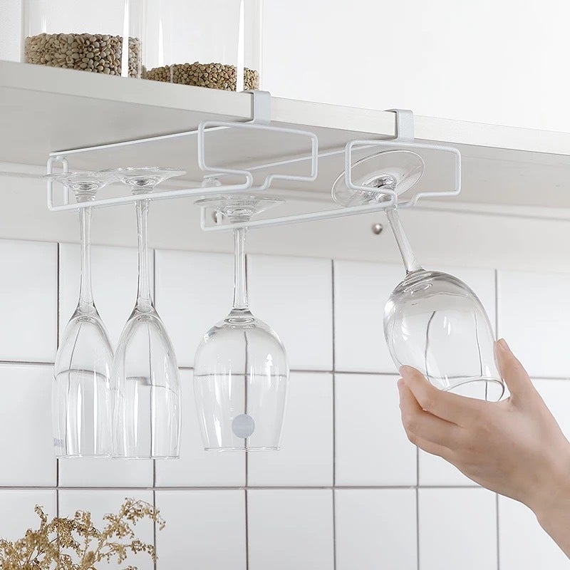 Japanese-Style Cabinet Red Wine Cup Holder Punch-Free Inverted Drain Glass Holder Hanging Wine Glass Holder - Image 4