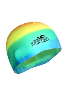 CONQUEST Silicone Swimming Cap Protect your hair and enjoy a comfortable workout with this multi-colored swimming cap  - Image 2