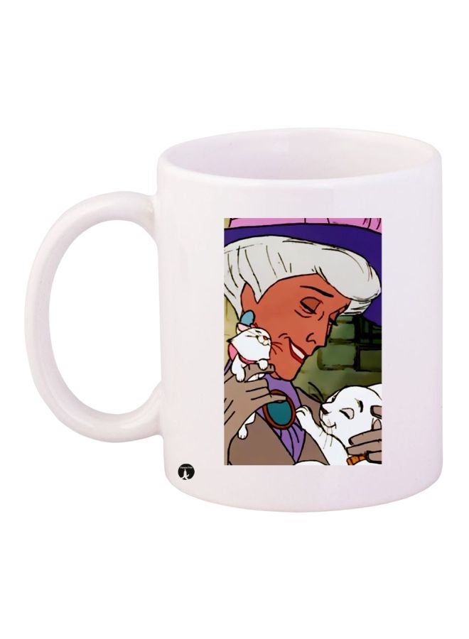 RYN Cartoon Printed Coffee Mug White/Green/Brown 11ounce