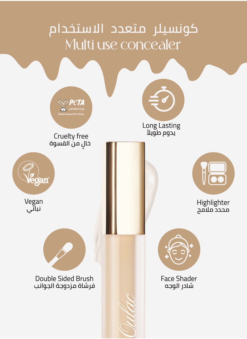 Oulac - Concealer Full Coverage, Concealer Stick for Dark Circles, Hydrating Concealer Infused with Hyaluronic Acid, Lightweight, Long Lasting, Vegan Concealer 3.8ml, Shade: C4 Light Medium - Image 1