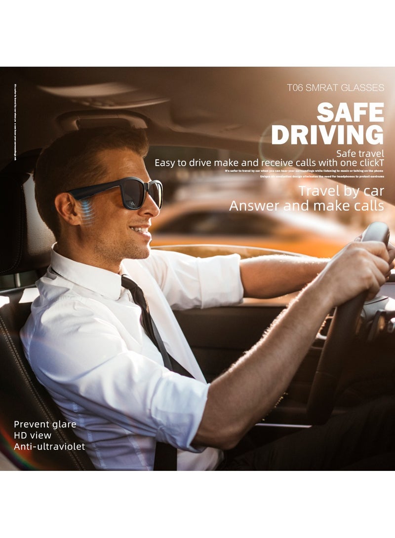 نظارات T06 AI الذكية، نظارات شمسية ذكية، نظارات بلوتوث مع موسيقى ومكالمات - Image 4