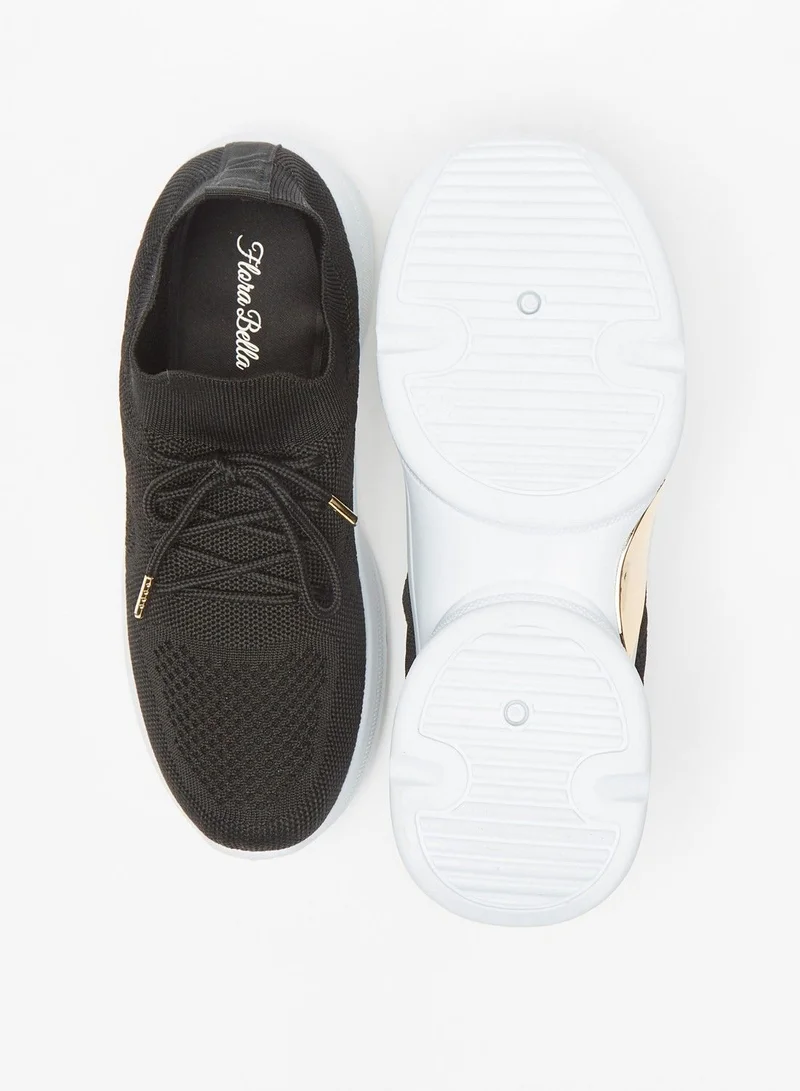 Flora Bella Textured Running Shoes with Lace Up Closure