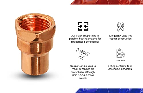 SUPPLYGIANT Supply Giant DDGA0250 Female Adapter Fitting with C X F Connections 212 Copper - Image 3