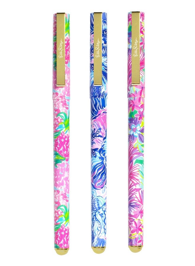Lilly Pulitzer Colored Pen Set of 3, Includes Pink/Blue/Green Ink, Shade Seekers (Assorted) - Image 2