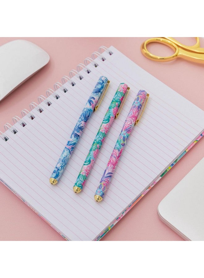 Lilly Pulitzer Colored Pen Set of 3, Includes Pink/Blue/Green Ink, Shade Seekers (Assorted) - Image 3