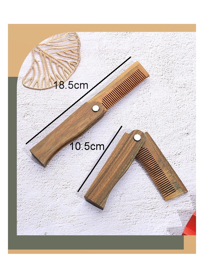 REDAPRO Folding Beard Comb for Men, All Natural Wooden Beard Comb ,Green Sandalwood Comb for Grooming & Combing Hair, Beards and Mustaches  - Image 2