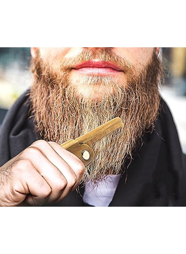 REDAPRO Folding Beard Comb for Men, All Natural Wooden Beard Comb ,Green Sandalwood Comb for Grooming & Combing Hair, Beards and Mustaches  - Image 3